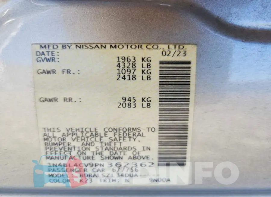 1N4BL4CV9PN362362 Photo# 12