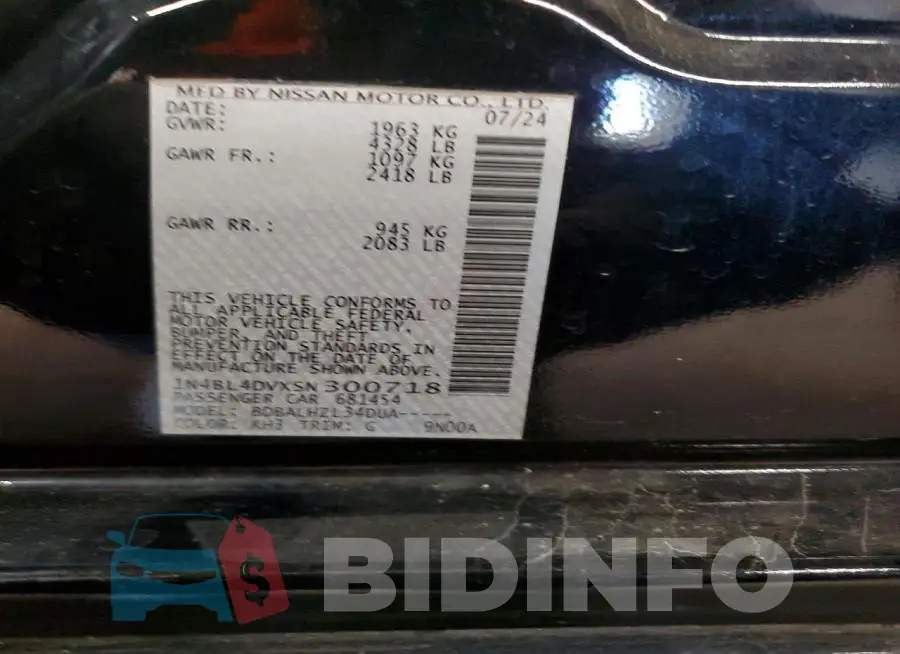1N4BL4DVXSN300718 Photo# 12