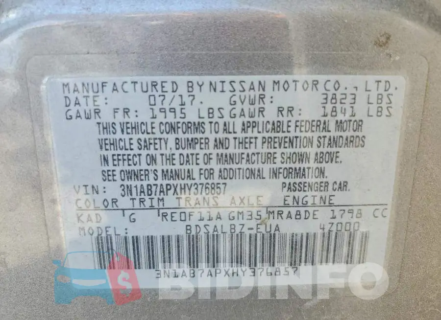3N1AB7APXHY376857 Photo# 13