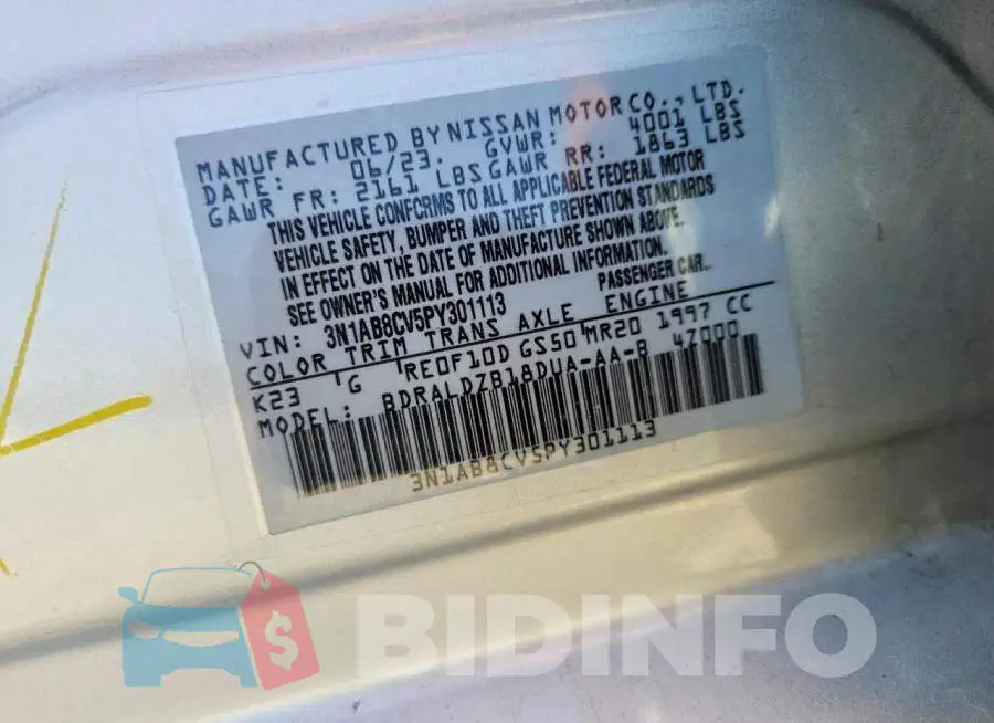 3N1AB8CV5PY301113 Photo# 12