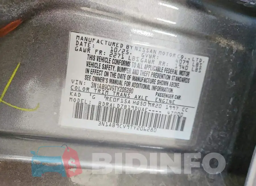 3N1AB9CV9TY206280 Photo# 13