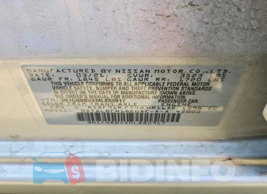 3N1CN8BVXML880917 Photo# 12