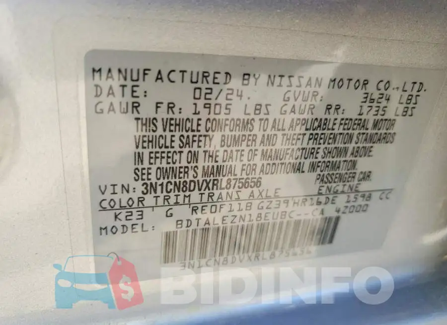 3N1CN8DVXRL875656 Photo# 12