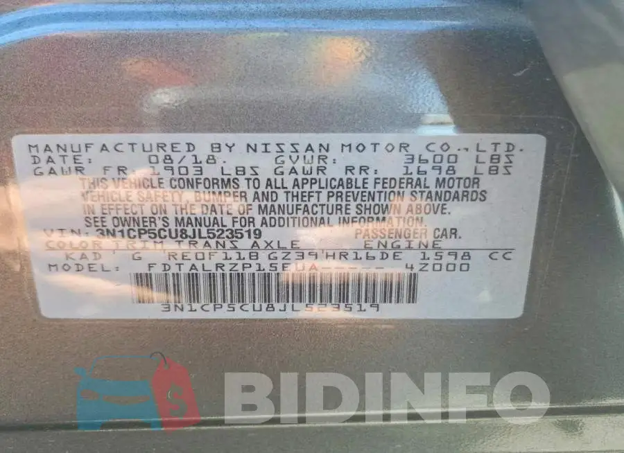 3N1CP5CU8JL523519 Photo# 13