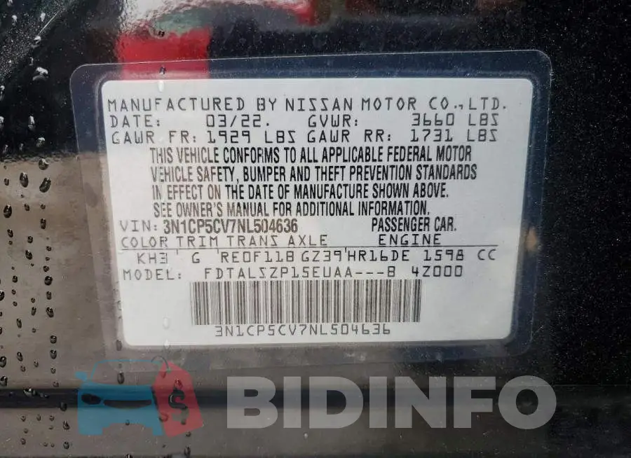 3N1CP5CV7NL504636 Photo# 13