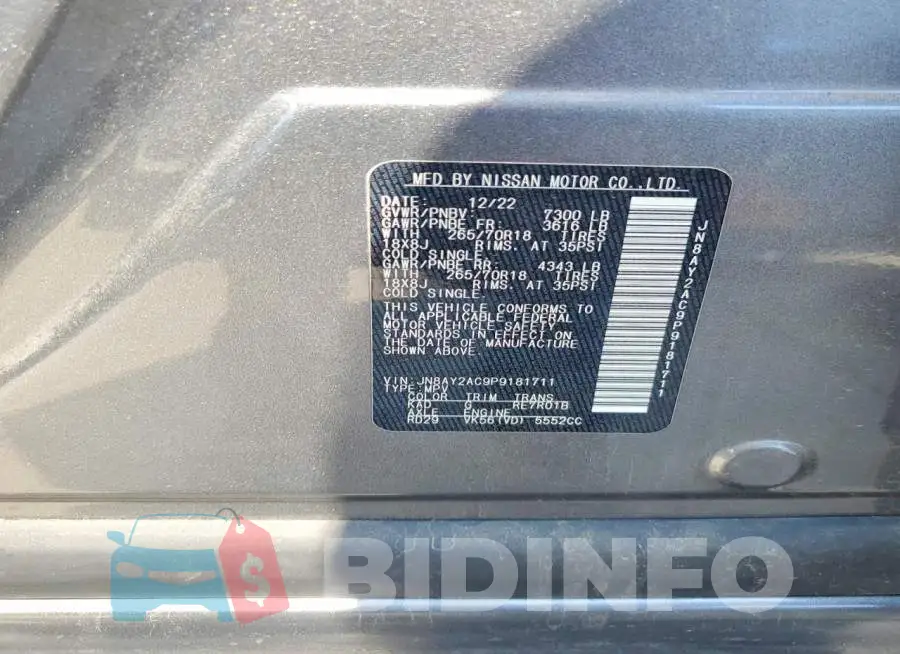JN8AY2AC9P9181711 Photo# 13