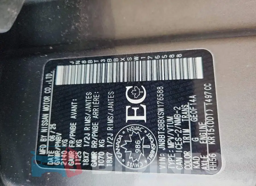 JN8BT3BBXSW176588 Photo# 14