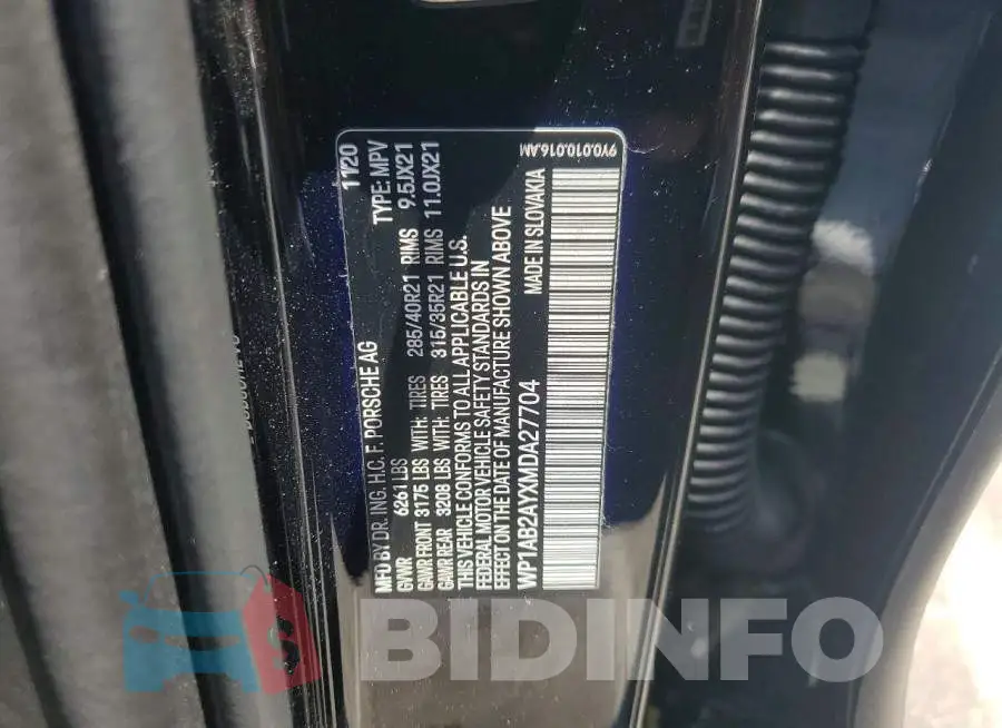 WP1AB2AYXMDA27704 Photo# 13