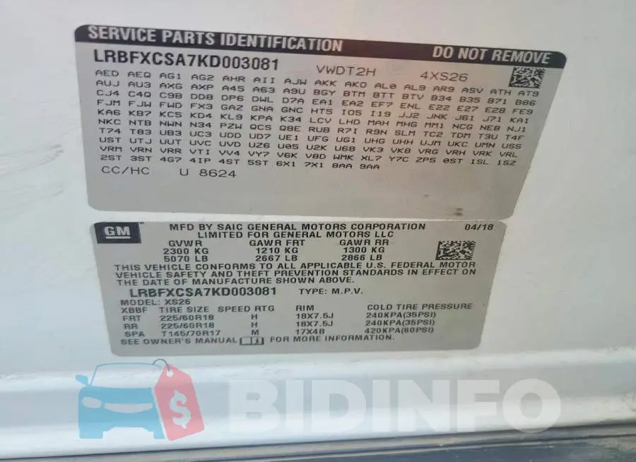 LRBFXCSA7KD003081 Photo# 13