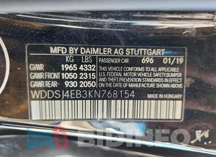 WDDSJ4EB3KN768154 Photo# 12
