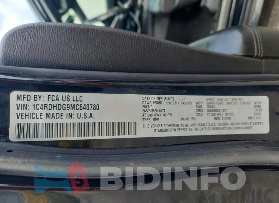 1C4RDHDG9MC640780 Photo# 13