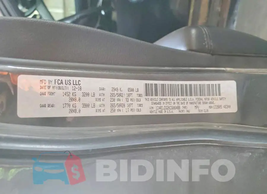 1C4RDJDG2KC606488 Photo# 13