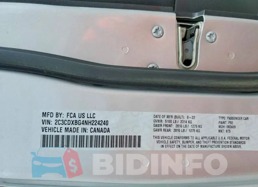 2C3CDXBG4NH224240 Photo# 12