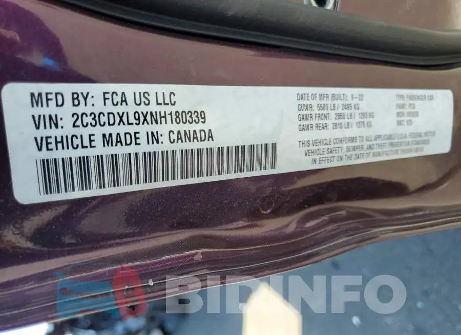 2C3CDXL9XNH180339 Photo# 12