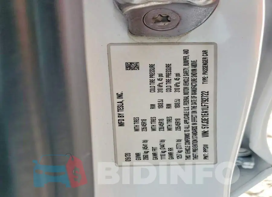 5YJ3E1EA1LF792722 Photo# 12