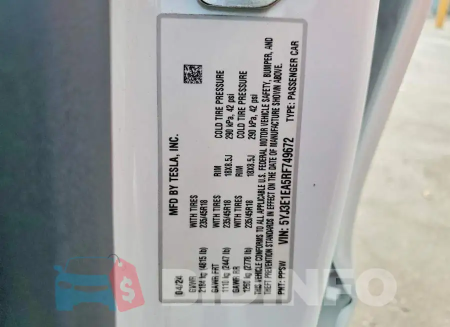 5YJ3E1EA5RF749672 Photo# 13