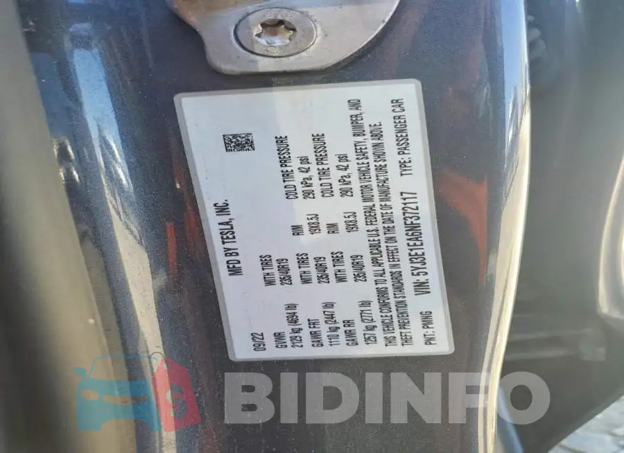 5YJ3E1EA6NF372117 Photo# 12