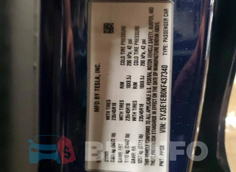 5YJ3E1EB0KF437340 Photo# 12