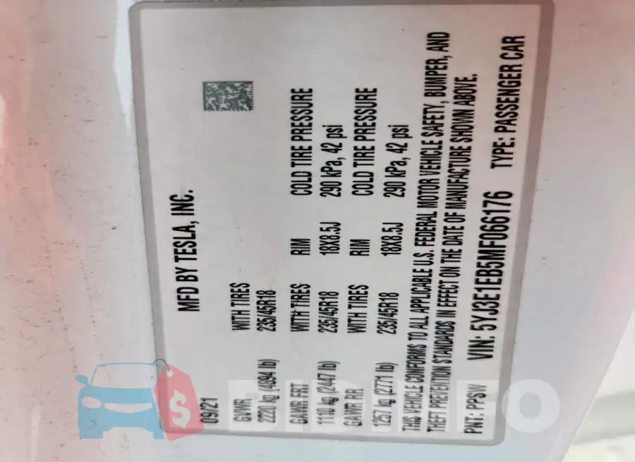 5YJ3E1EB5MF066176 Photo# 13