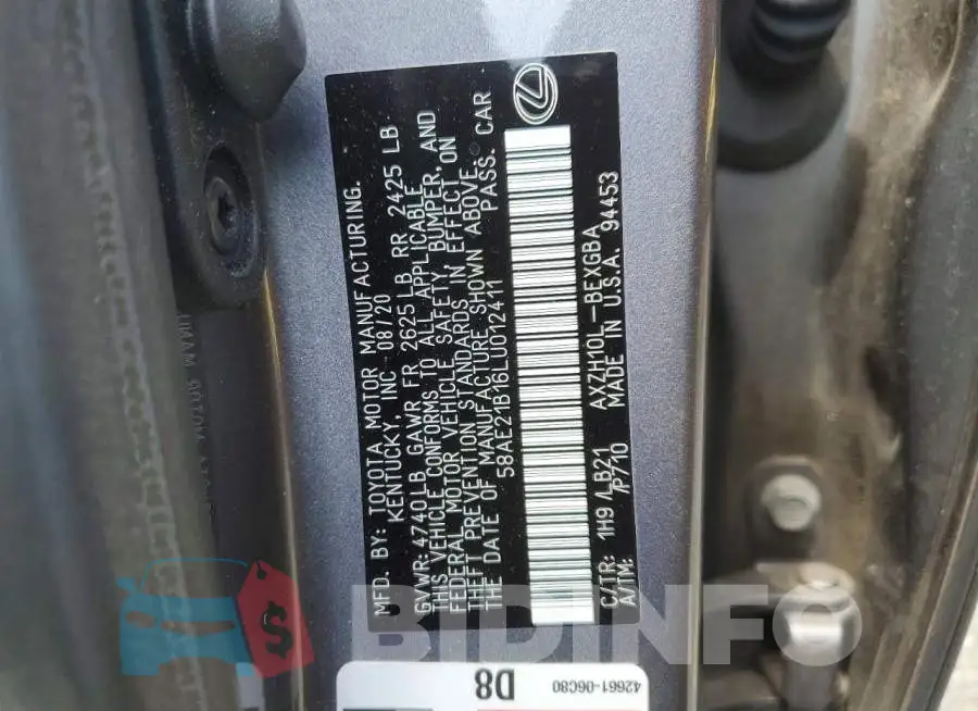 58AE21B16LU012411 Photo# 12