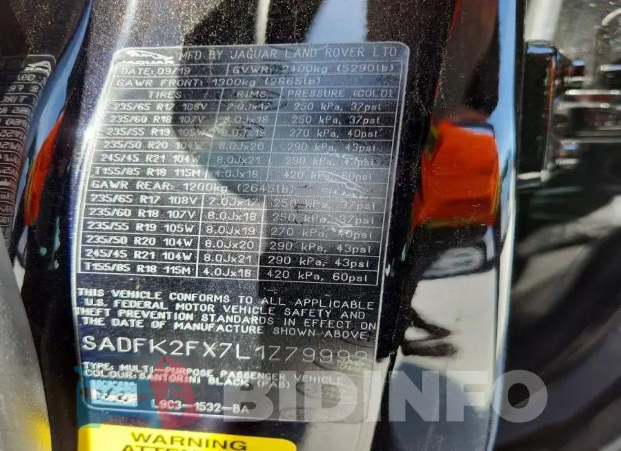 SADFK2FX7L1Z79992 Photo# 14