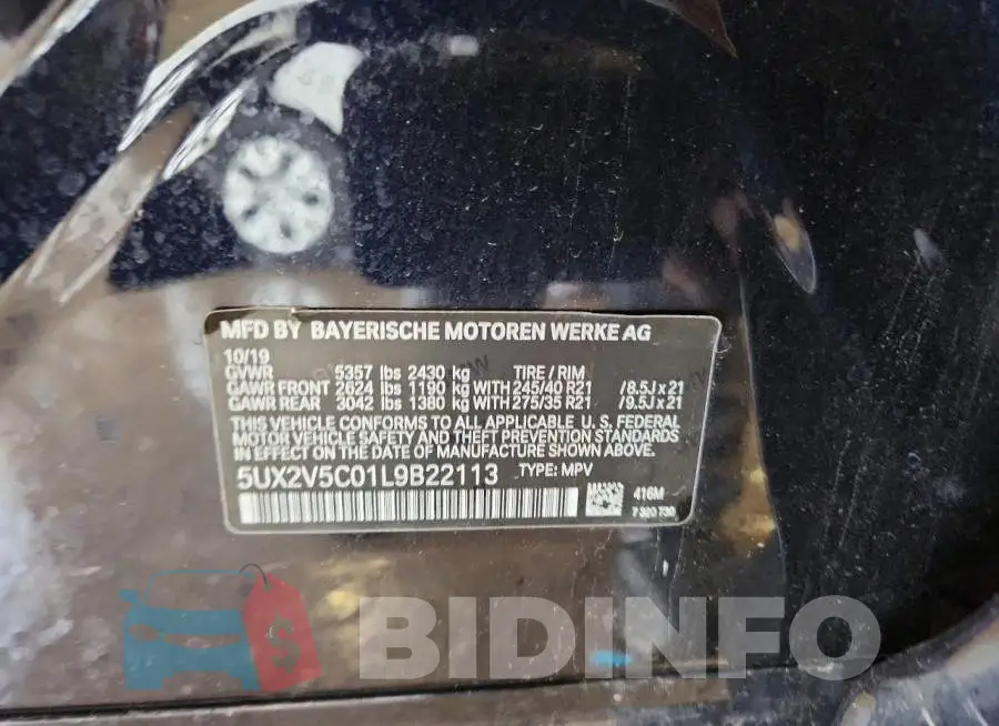 5UX2V5C01L9B22113 Photo# 13