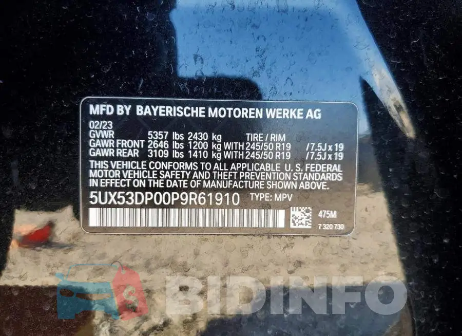 5UX53DP00P9R61910 Photo# 13