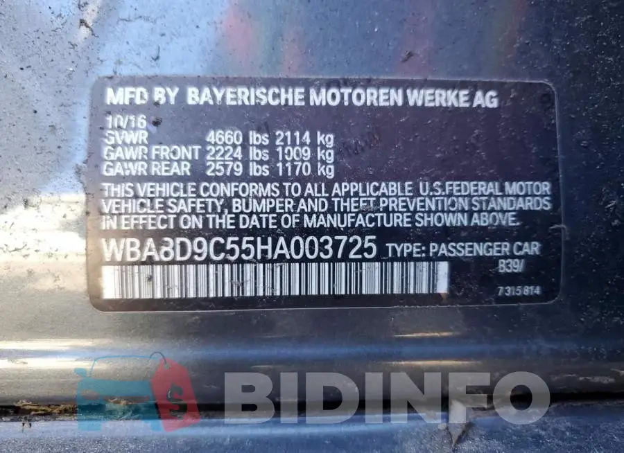 WBA8D9C55HA003725 Photo# 12