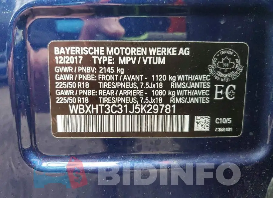 WBXHT3C31J5K29781 Photo# 13