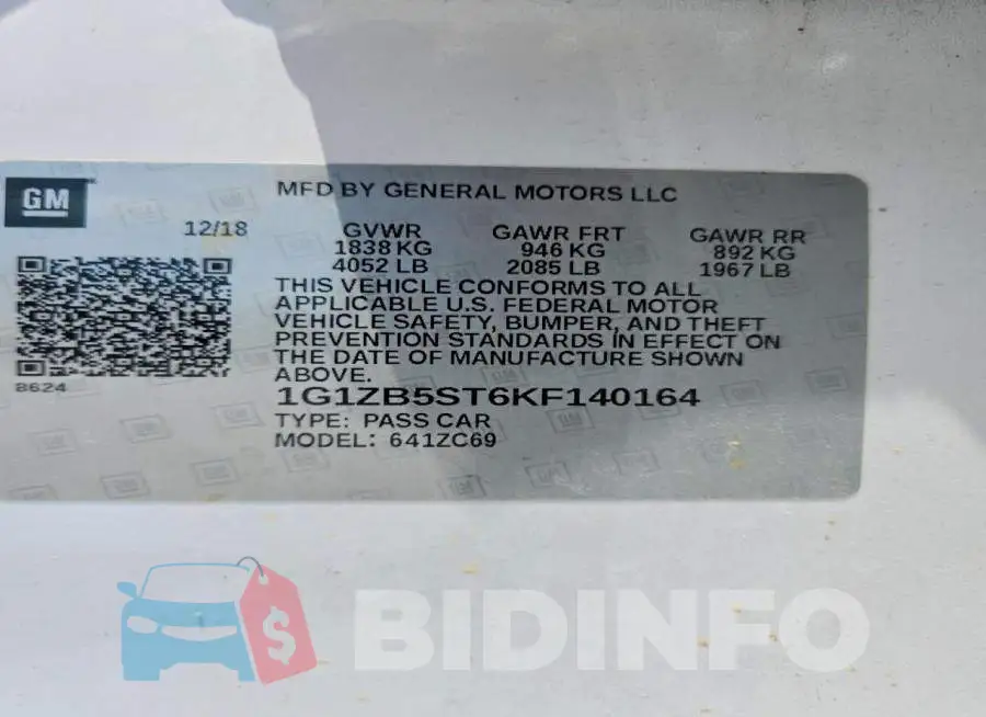 1G1ZB5ST6KF140164 Photo# 12