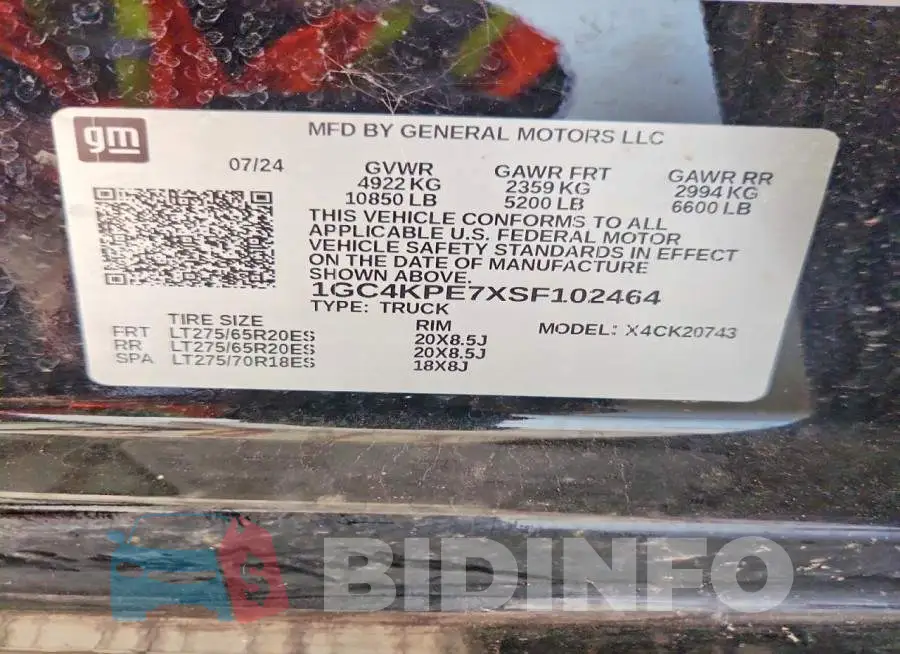 1GC4KPE7XSF102464 Photo# 12