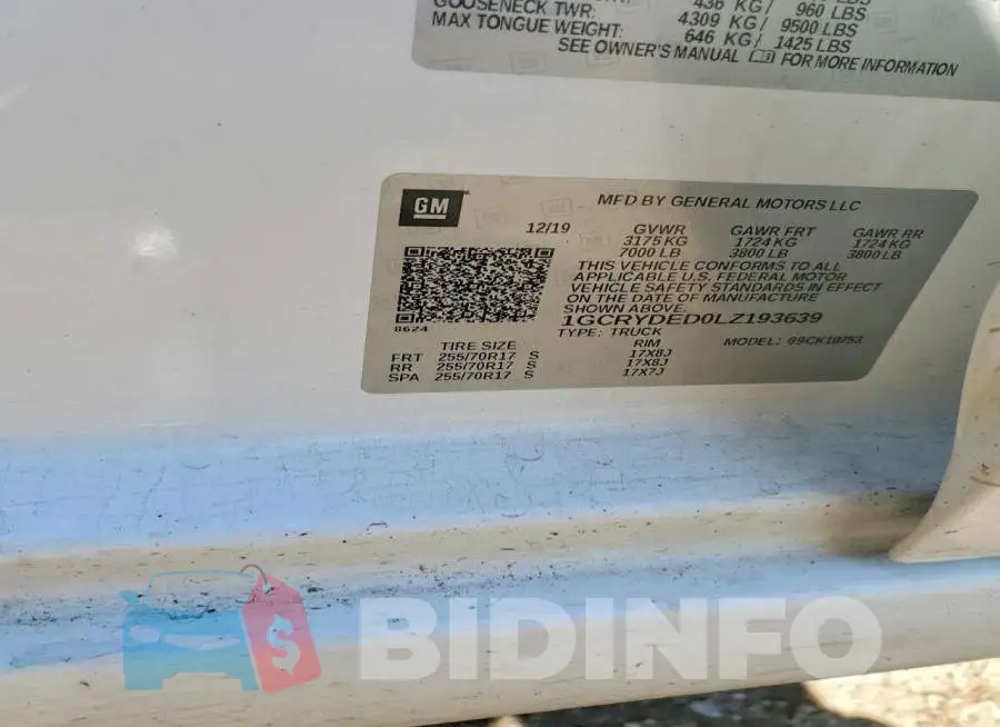 1GCRYDED0LZ193639 Photo# 12