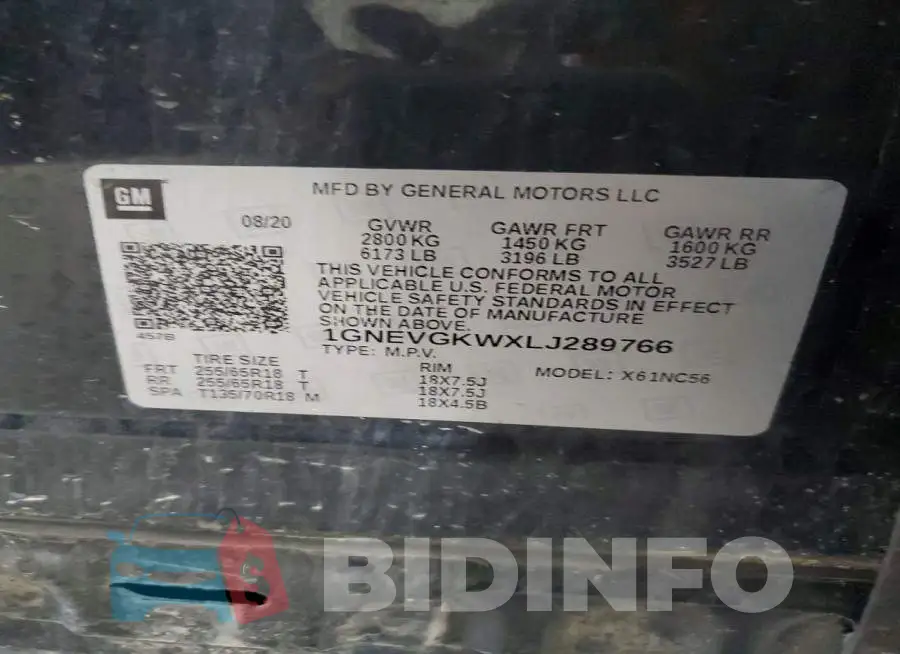 1GNEVGKWXLJ289766 Photo# 14