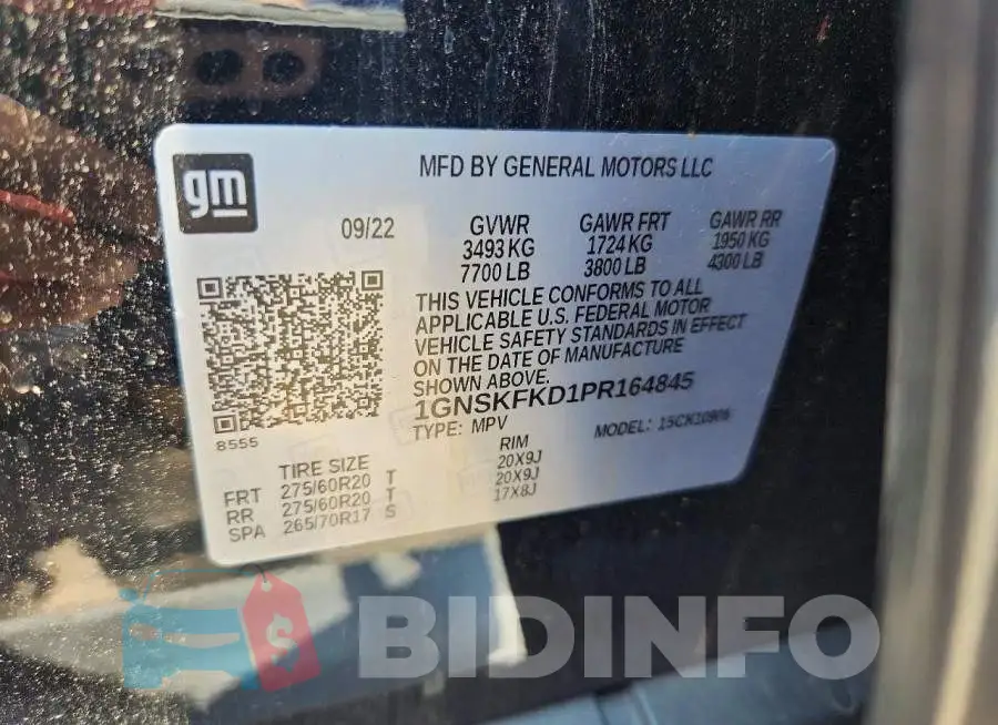 1GNSKFKD1PR164845 Photo# 14