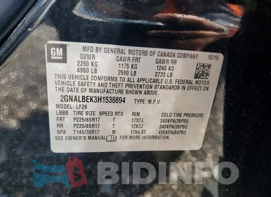 2GNALBEK3H1538894 Photo# 12
