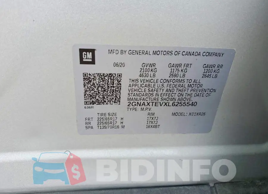 2GNAXTEVXL6255540 Photo# 13