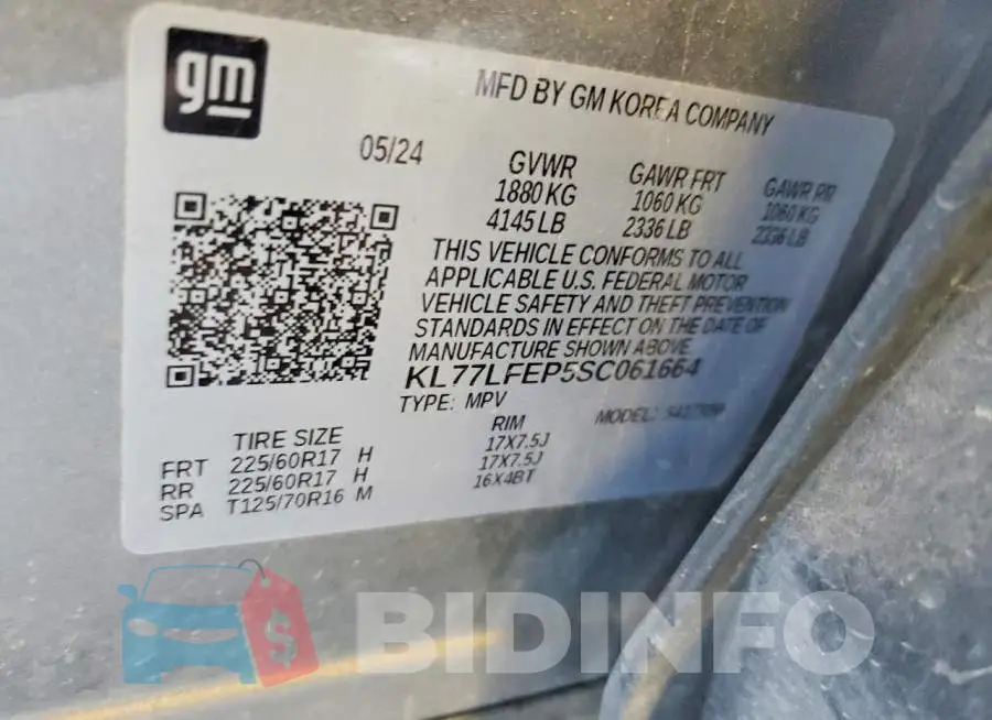 KL77LFEP5SC061664 Photo# 13