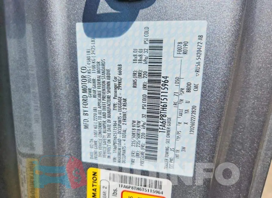 1FA6P8TH6T5115964 Photo# 12