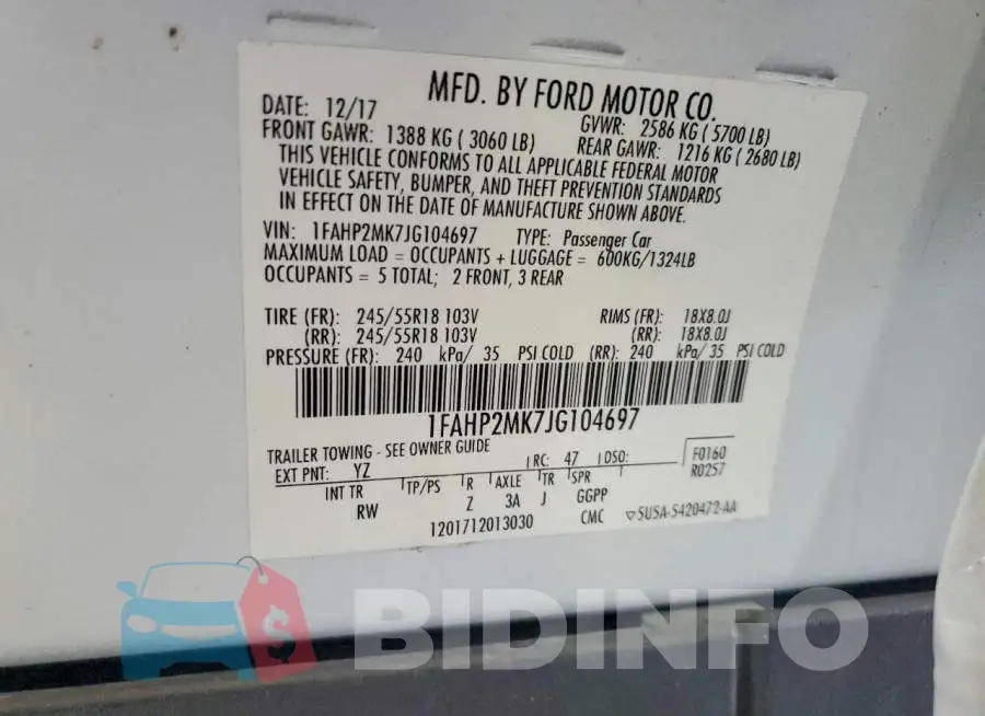 1FAHP2MK7JG104697 Photo# 12