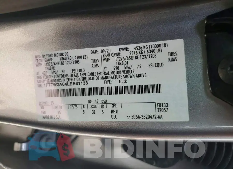 1FT7W2A64LEE61138 Photo# 12