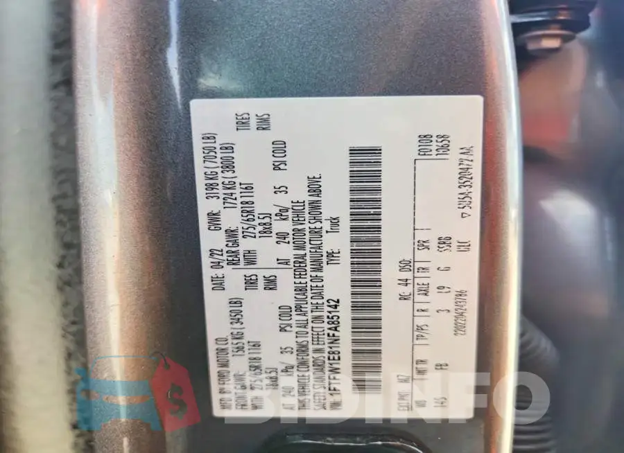 1FTFW1E81NFA85142 Photo# 12