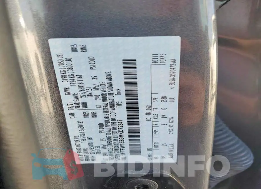 1FTFW1E89MKD72847 Photo# 12