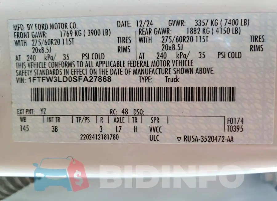 1FTFW3LD0SFA27868 Photo# 13