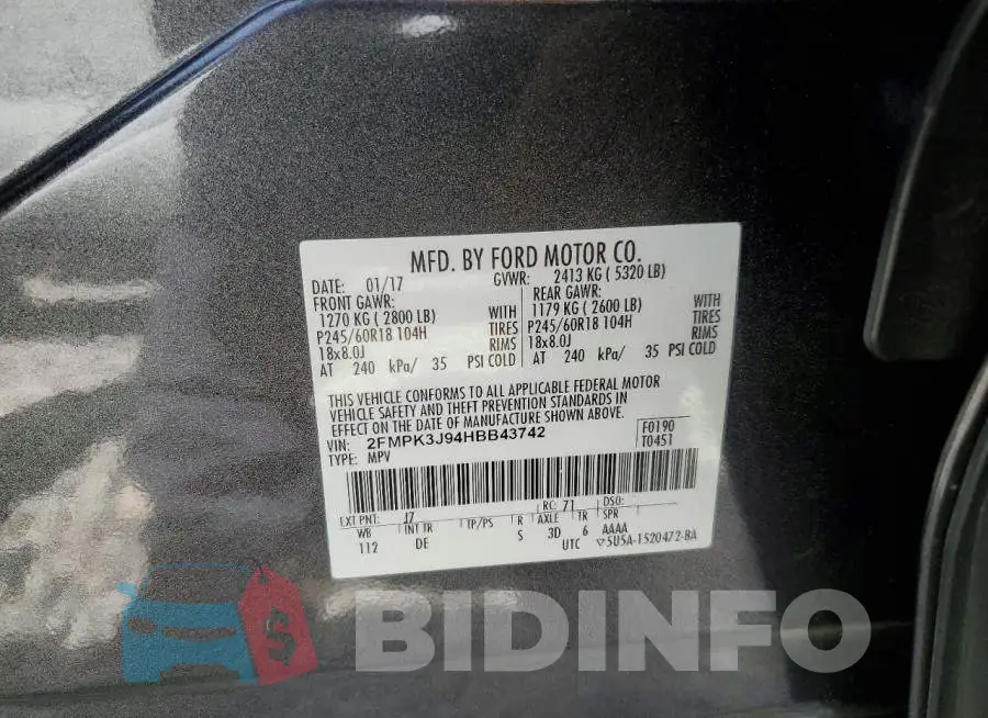 2FMPK3J94HBB43742 Photo# 12