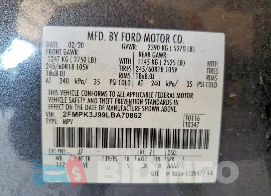 2FMPK3J99LBA70862 Photo# 12