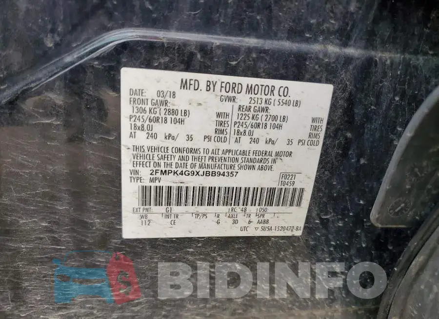 2FMPK4G9XJBB94357 Photo# 13