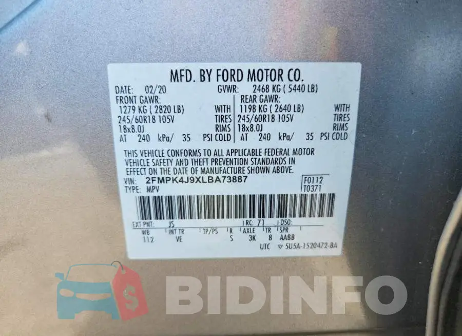 2FMPK4J9XLBA73887 Photo# 14