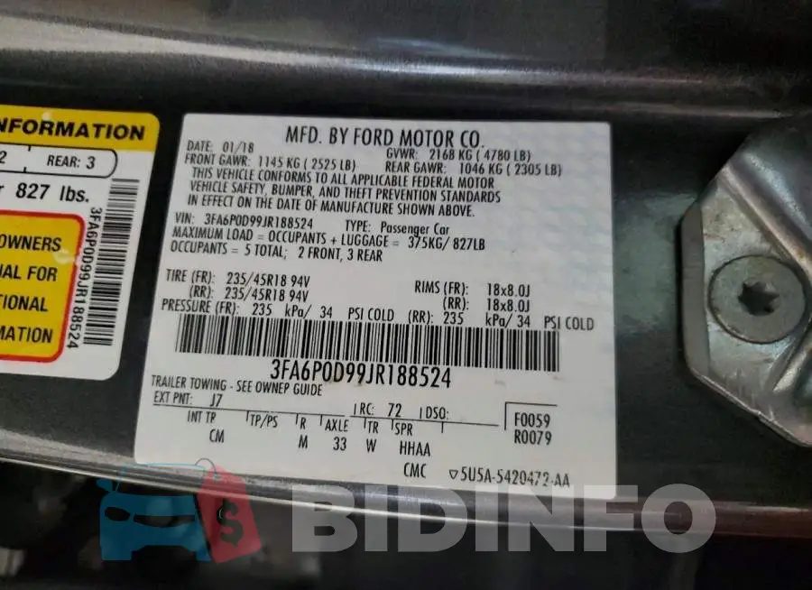 3FA6P0D99JR188524 Photo# 13