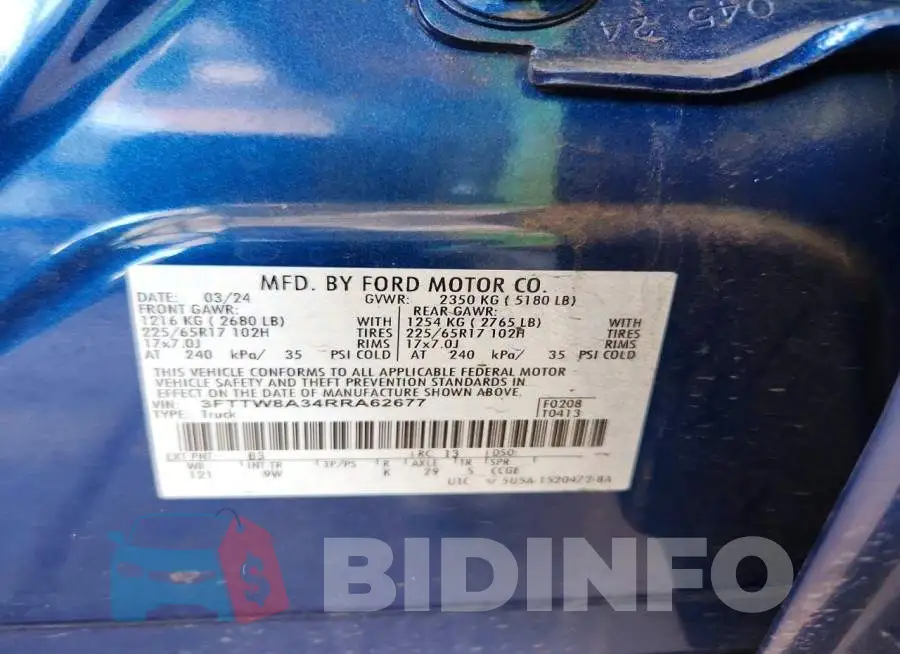 3FTTW8A34RRA62677 Photo# 13