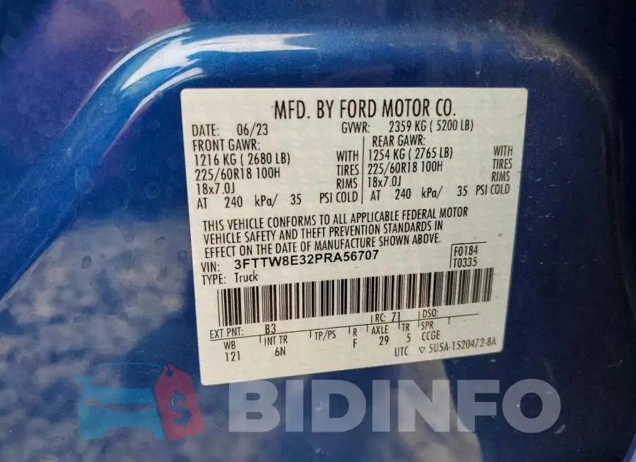 3FTTW8E32PRA56707 Photo# 12